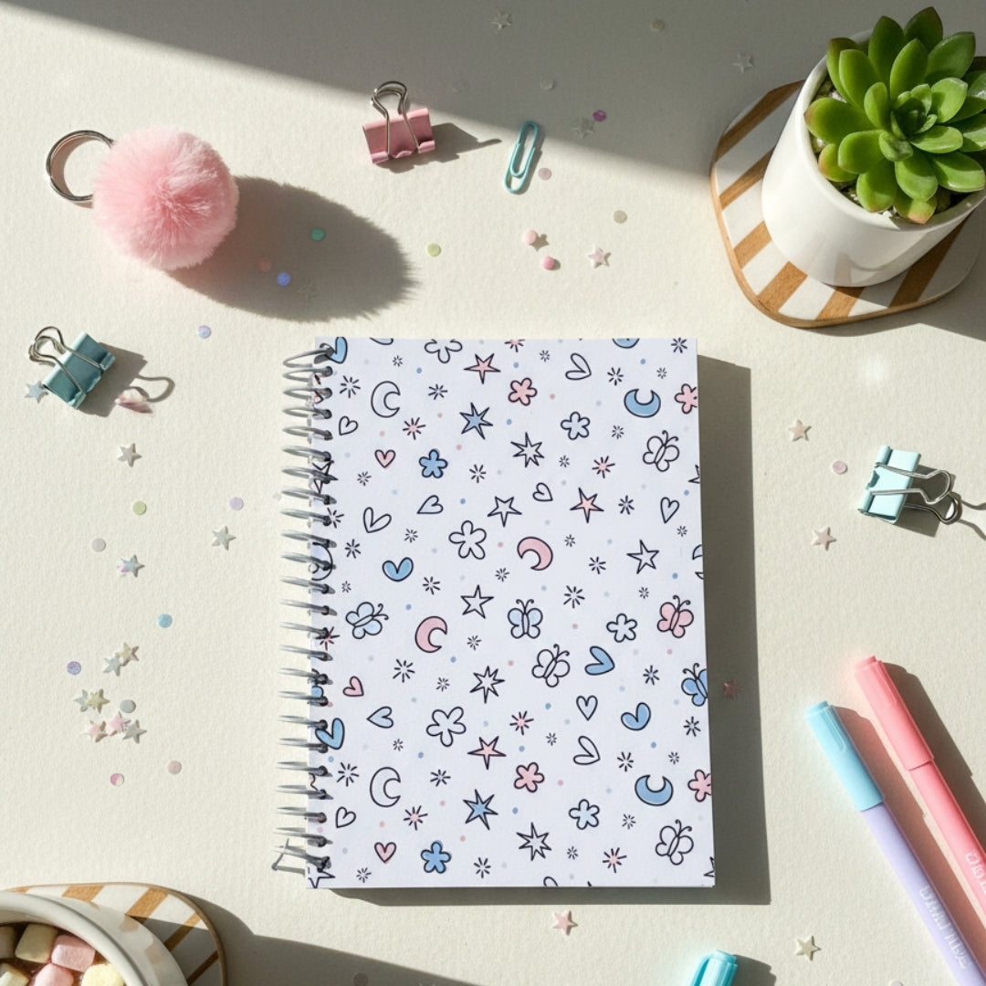 Pastel Doodles A5 Kids Ruled Notebook
