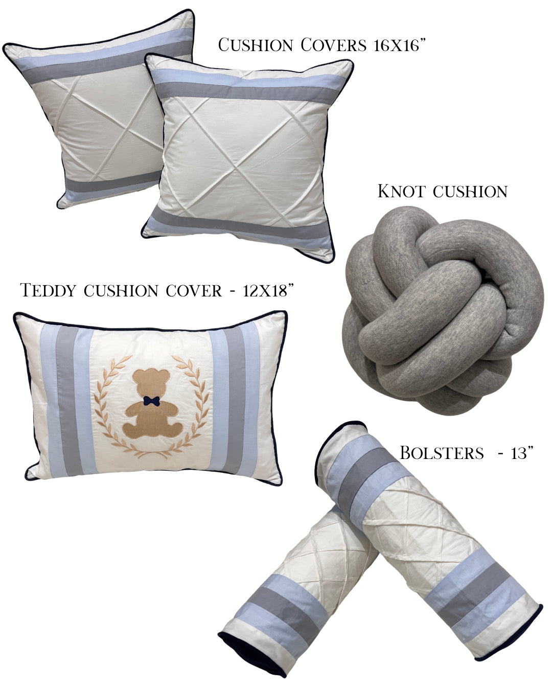 Teddy Stripes Bedding Set (Blue)