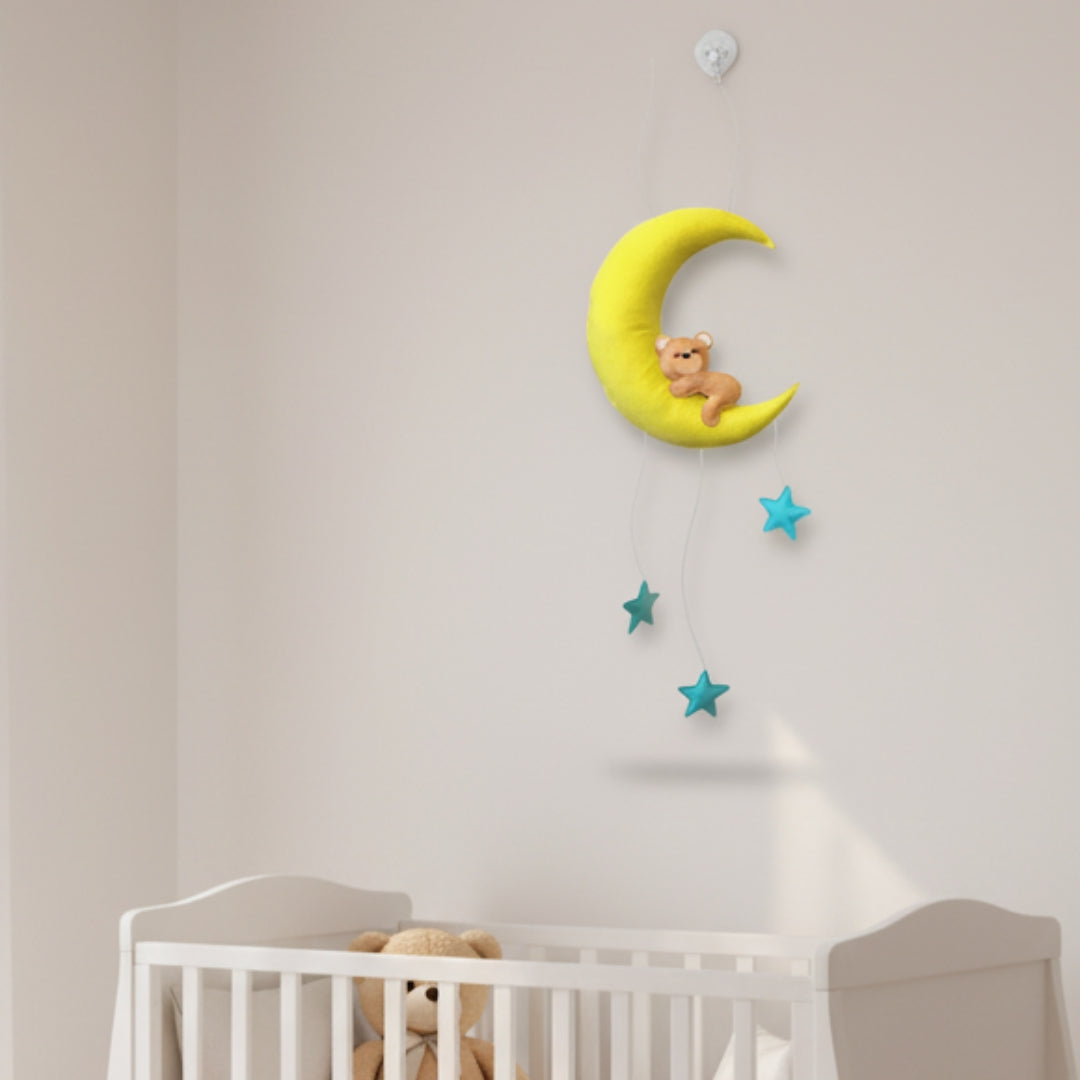 Sleepy Bear on Moon – Personalised Nursery Wall Hanging