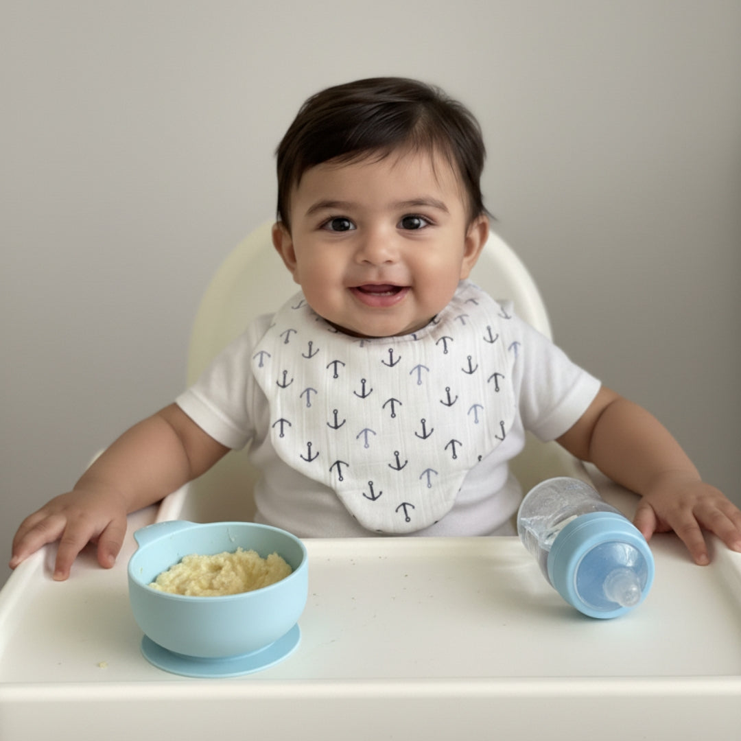Ultra-Soft Muslin Baby Bib – 100% Cotton (0–18M) - Anchors