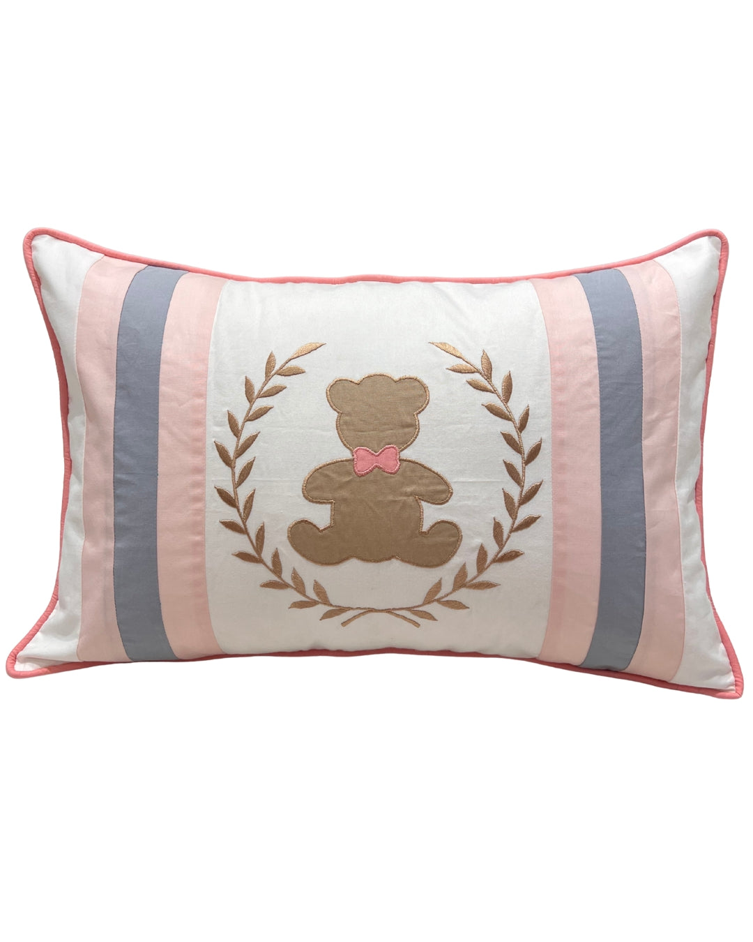Teddy Motif Embroidered Cushion Cover