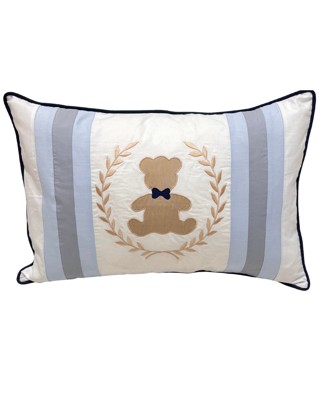 Teddy Motif Embroidered Cushion Cover