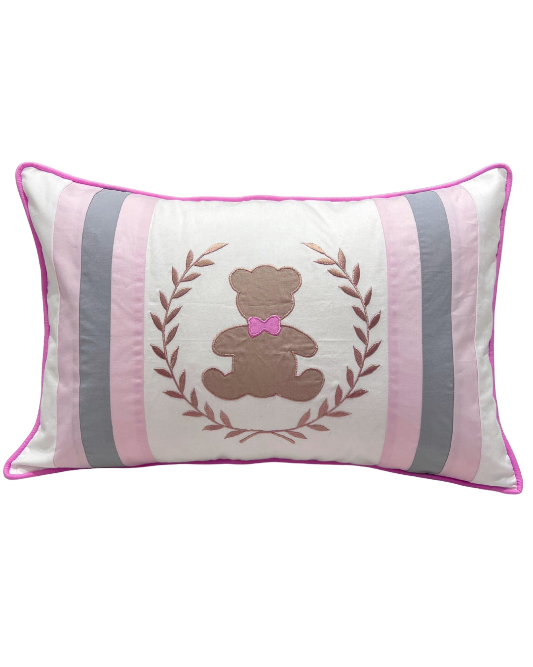 Teddy Motif Embroidered Cushion Cover