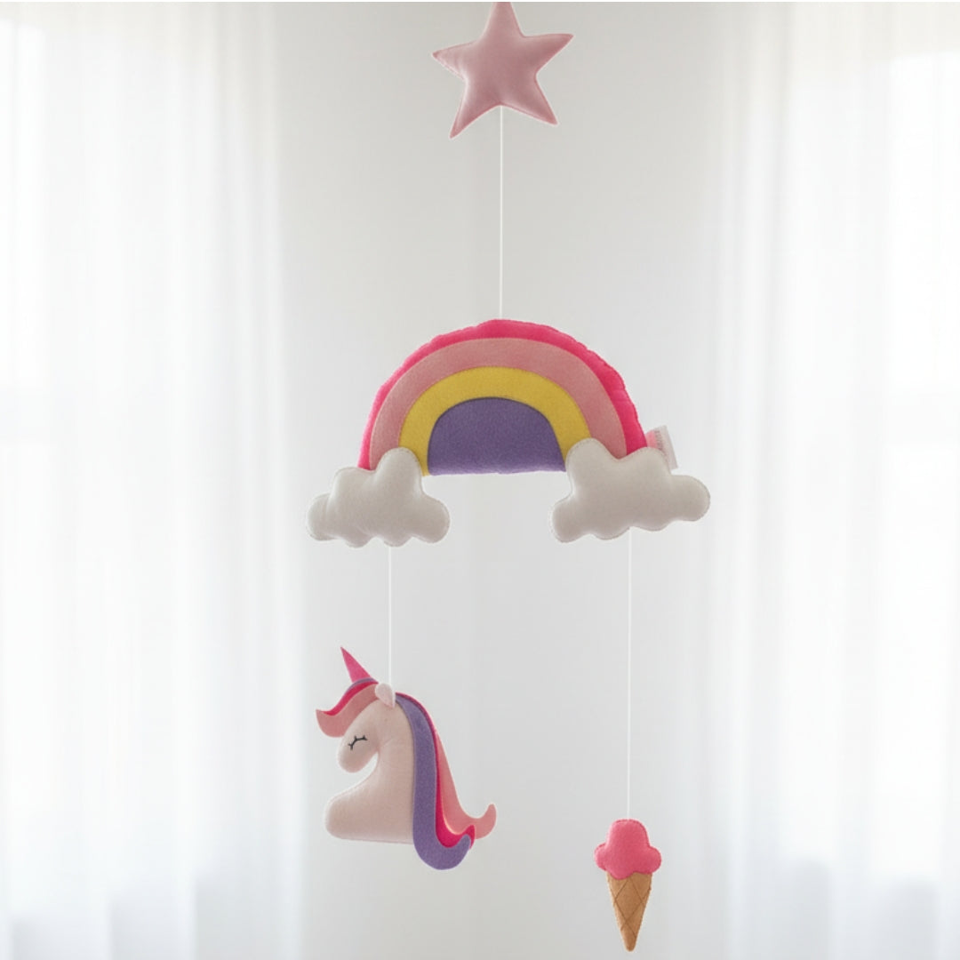 Unicorn & Ice cream Hanging (Felt Fabric Hanging)