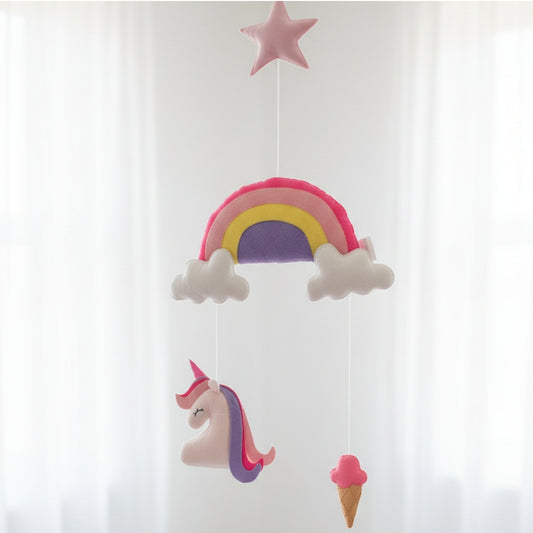 Unicorn & Ice cream Hanging (Felt Fabric Hanging)