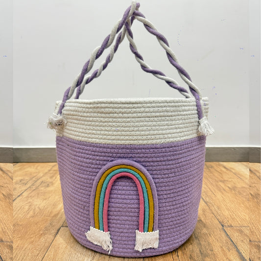 Rainbow Cuddles Carry Storage Basket (12"x12")