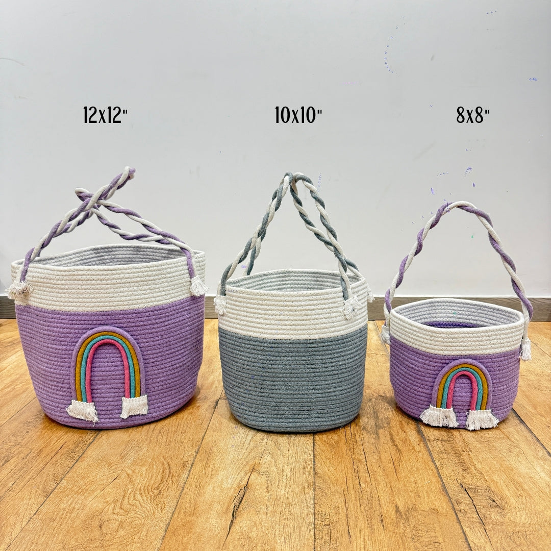 Rainbow Cuddles Carry Storage Basket (12"x12")