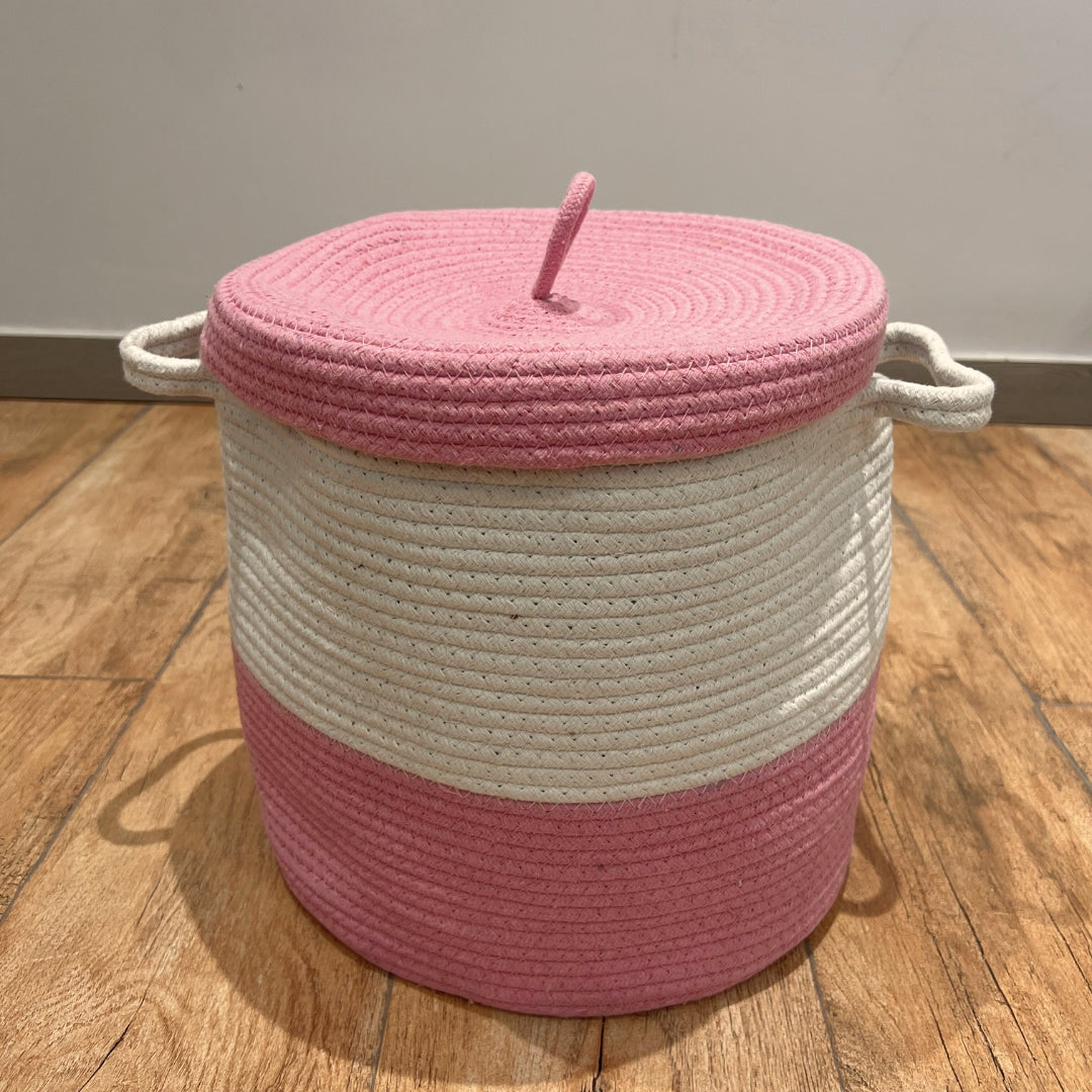 MonkiNook Cotton Rope Storage Basket with Lid – Cloud Grey