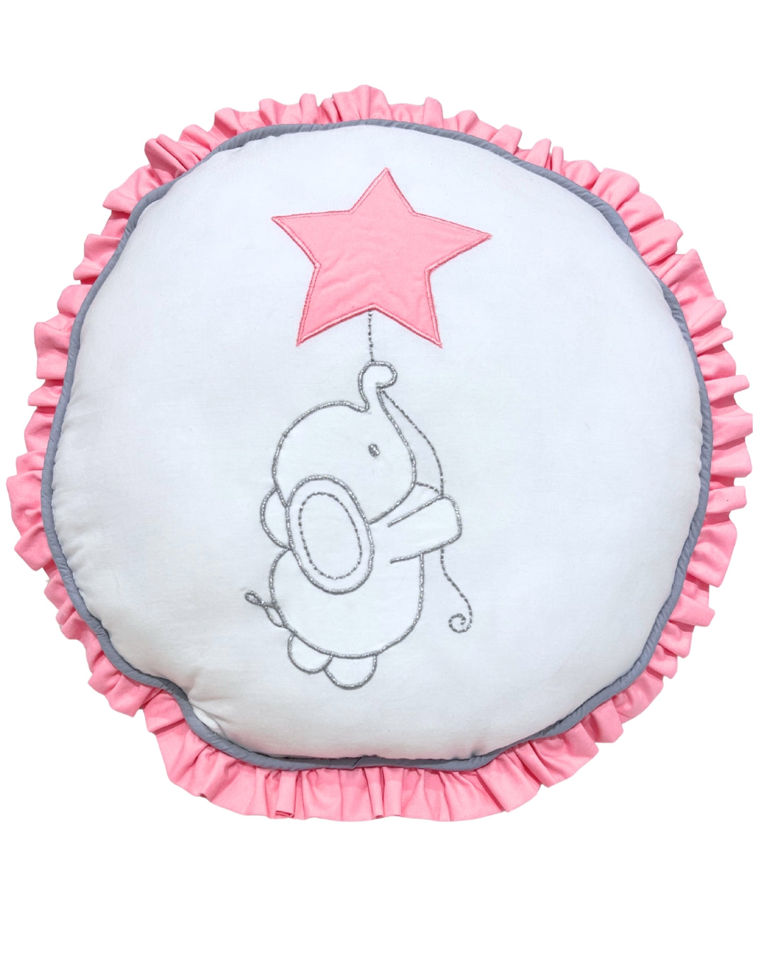 Twinkle Elephant Ruffle Round Cushion