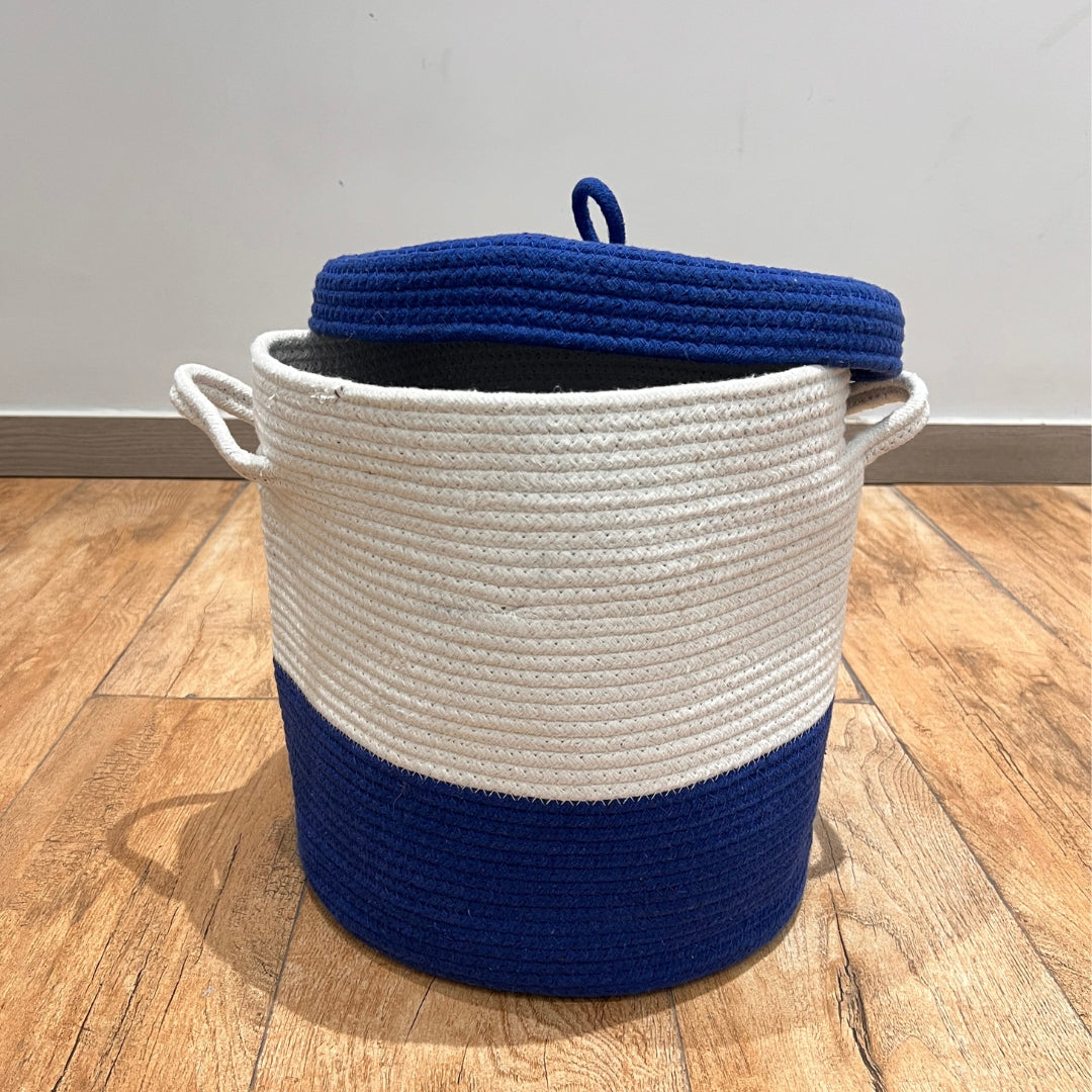 MonkiNook Cotton Rope Storage Basket with Lid – Cloud Grey