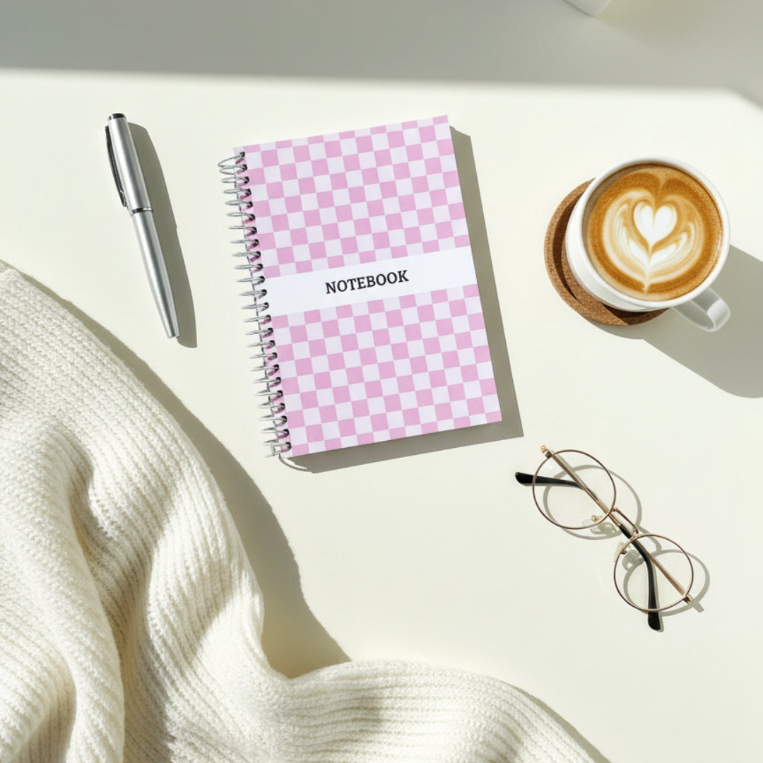 Blush Gingham A5 Ruled Notebook
