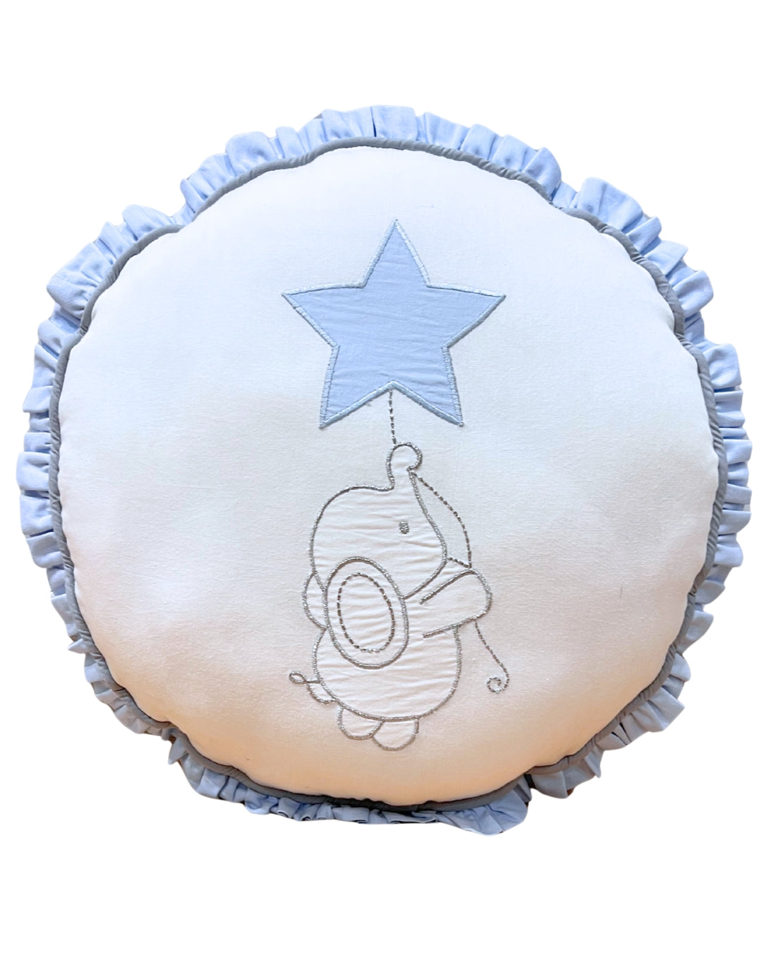 Twinkle Elephant Ruffle Round Cushion