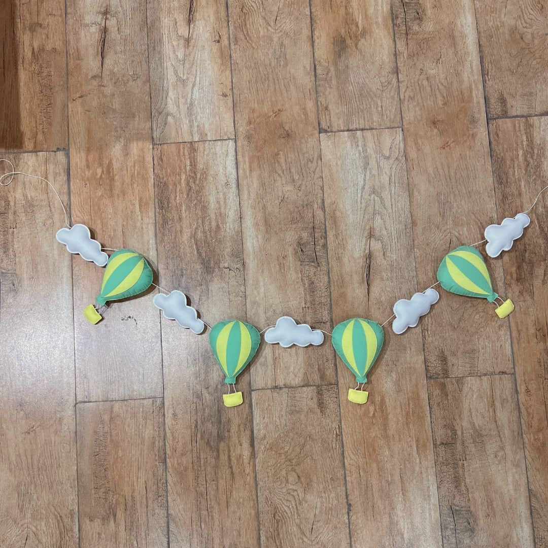 Hot Air Balloon Felt Bunting - Green/Lemon