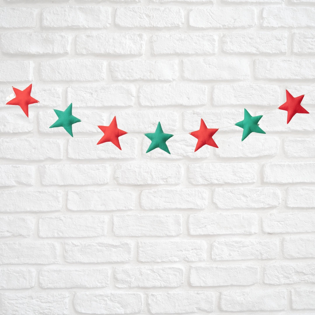 Red and Green Reusable Star Bunting for Kids Room & Birthday Party Backdrop