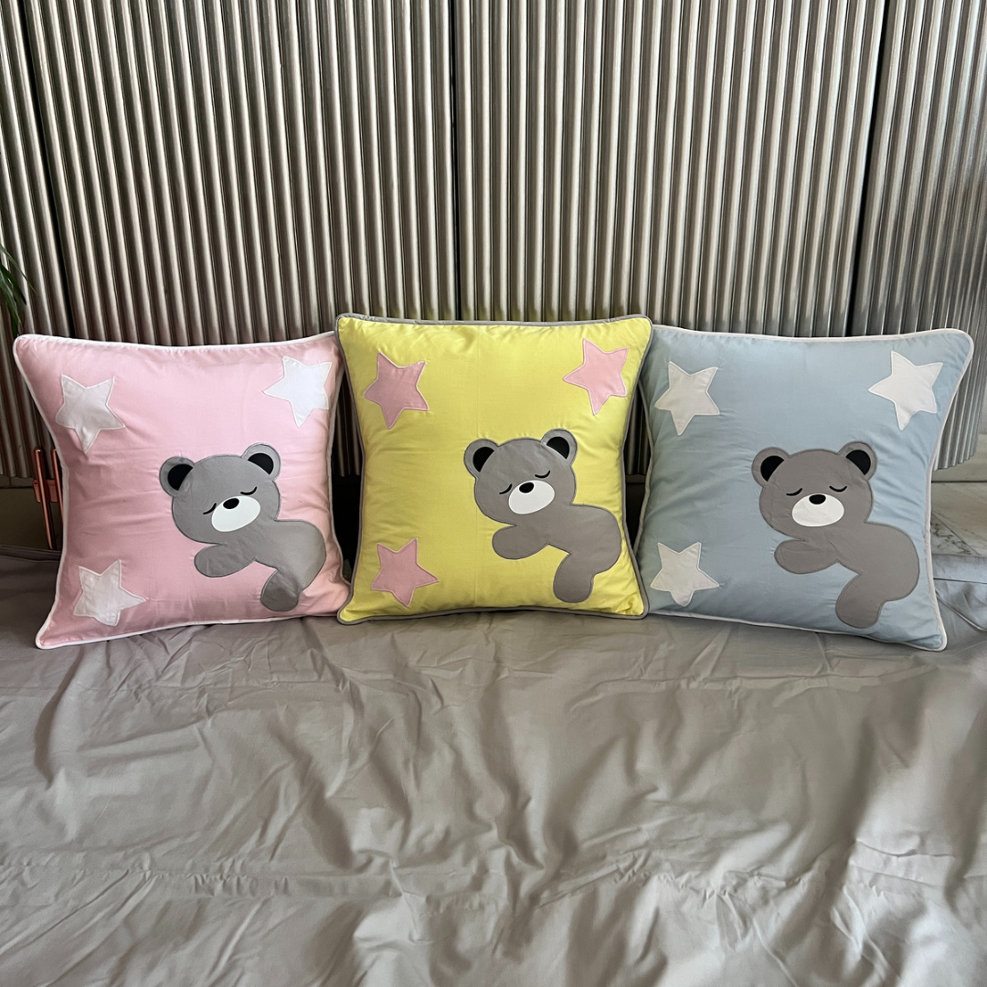 Colourful Sleepy Bear Cushion Cover