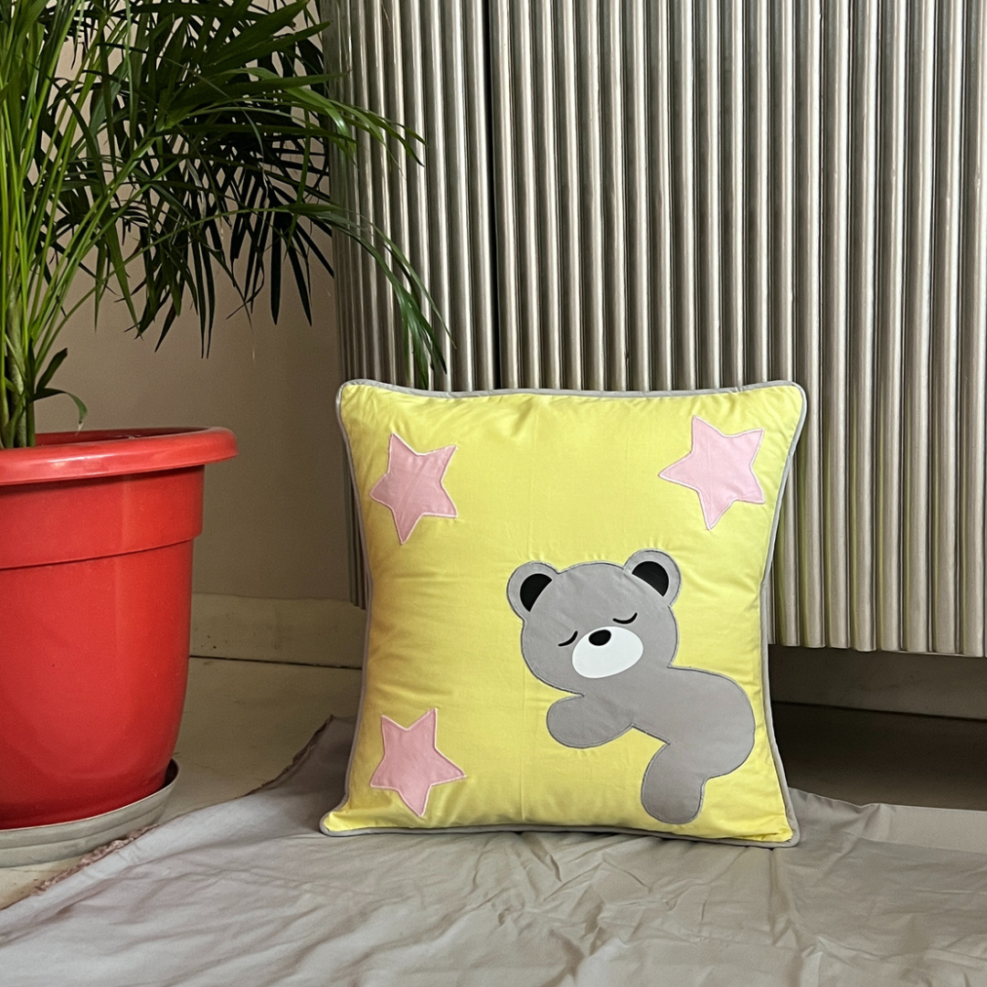 Colourful Sleepy Bear Cushion Cover