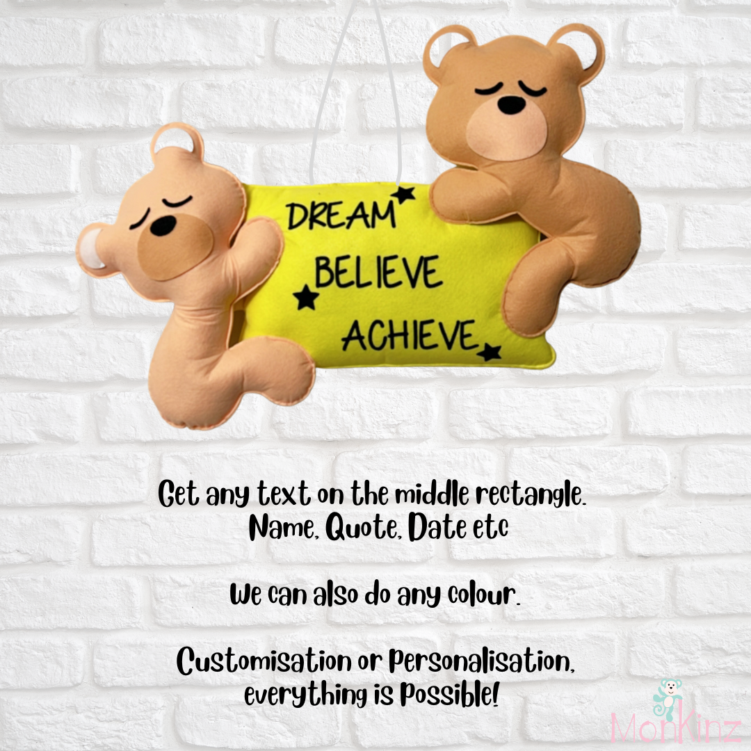 Customised Bear Wall Hanging With Message For Kids