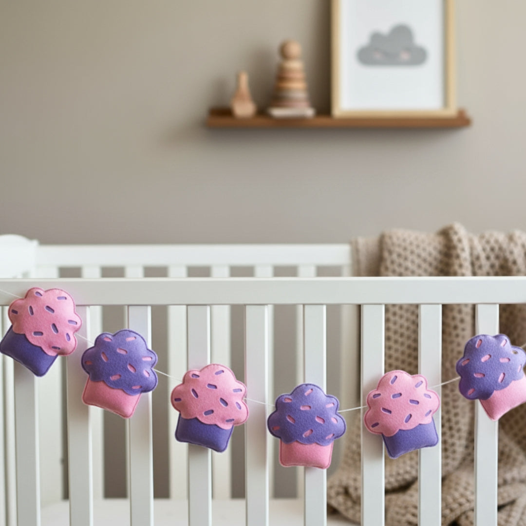 Colourful Cupcake Bunting- Felt Fabric