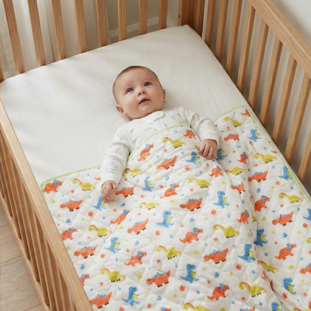 Jurassic Joy Organic Cotton Muslin Blanket - GOTS certified (40x50")