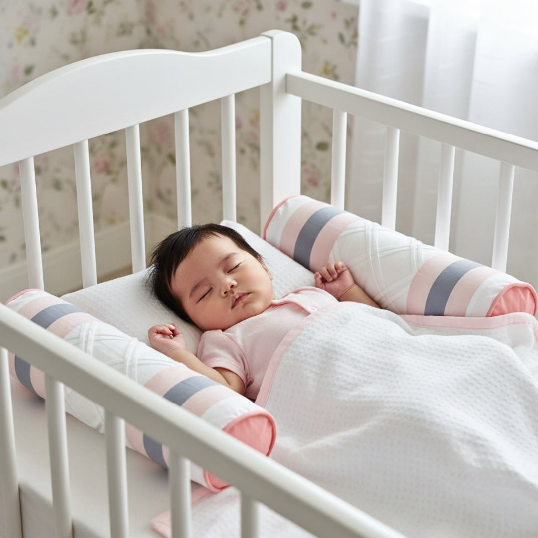 Double Stripe-Panel Cotton Bolster Pair