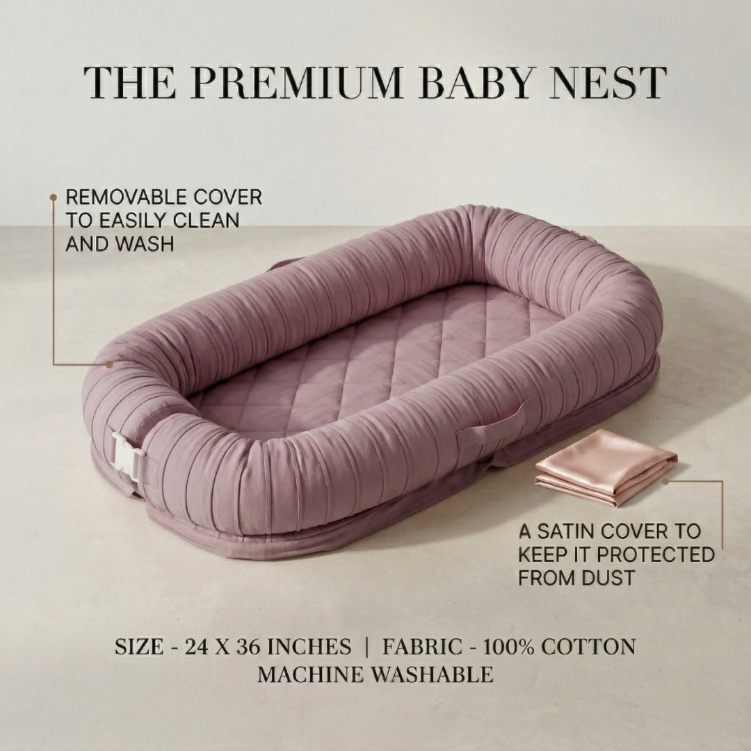 Baby Nest Bed & Lounger - Dusty Mauve