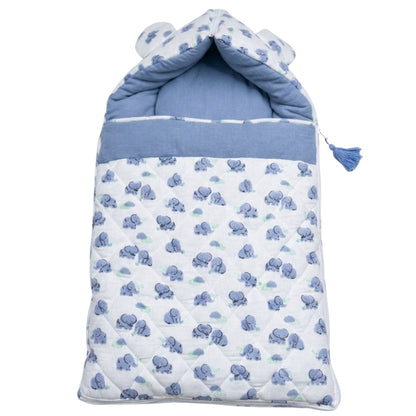 SnugPod Cotton Muslin Baby Sleeping Bag - Elephant Dreams
