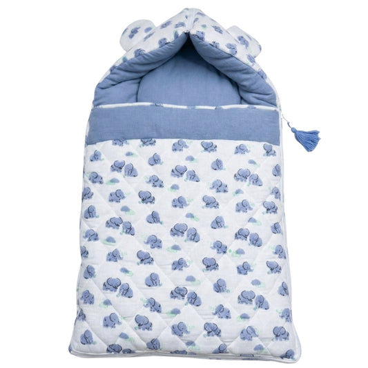 SnugPod Cotton Muslin Baby Sleeping Bag - Elephant Dreams