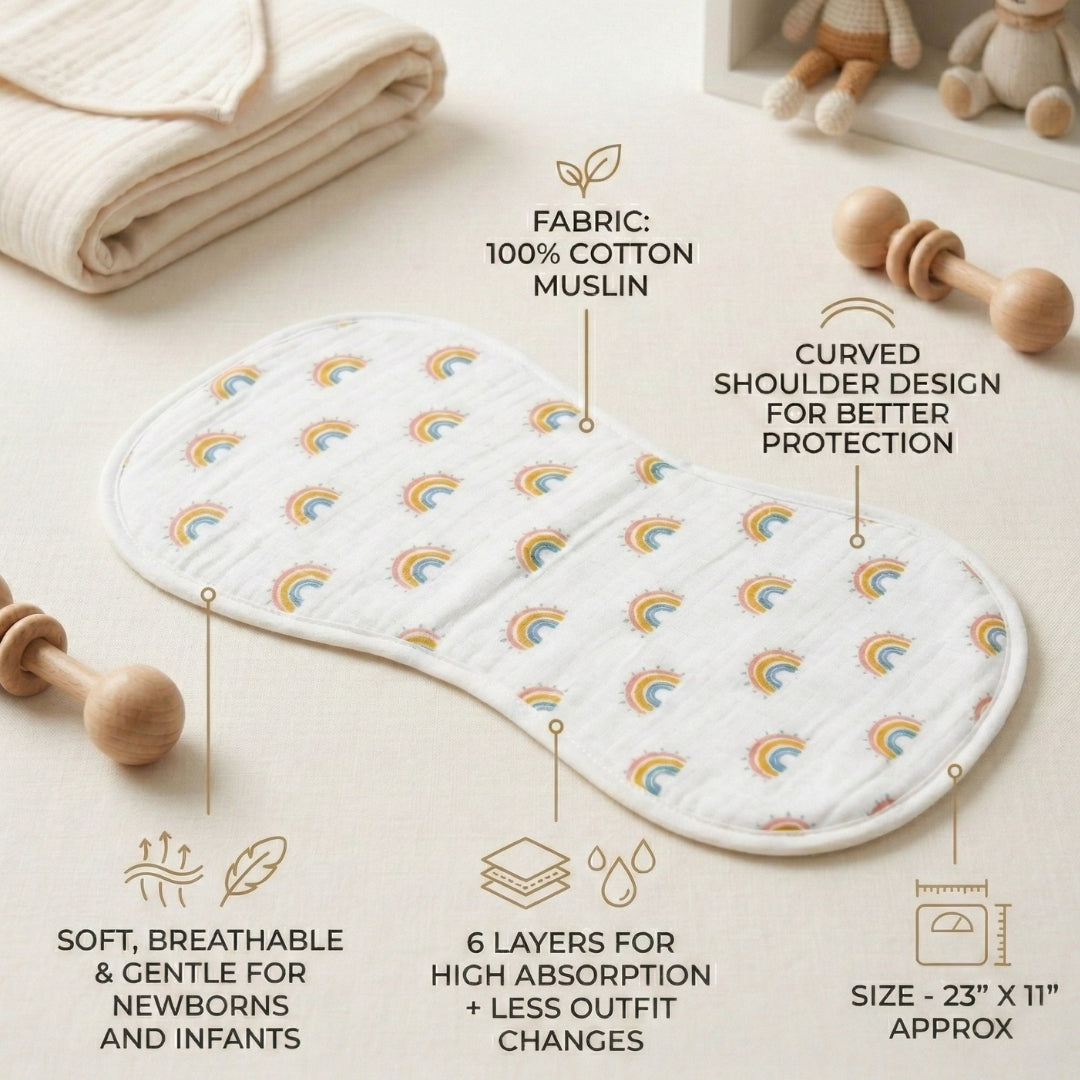 Ultra Soft Organic Muslin Burp Cloth (6-Layer, Ultra Absorbent) - Rainbow Sprinkles