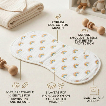 Ultra Soft Organic Muslin Burp Cloth (6-Layer, Ultra Absorbent) - Rainbow Sprinkles