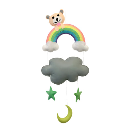 Rainbow Bear Personalized Nursery Wall Hanging – Felt Name Cloud