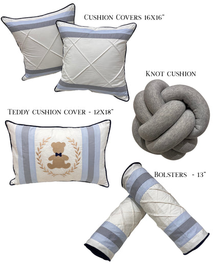 Teddy Stripes Bedding Set (Blue)