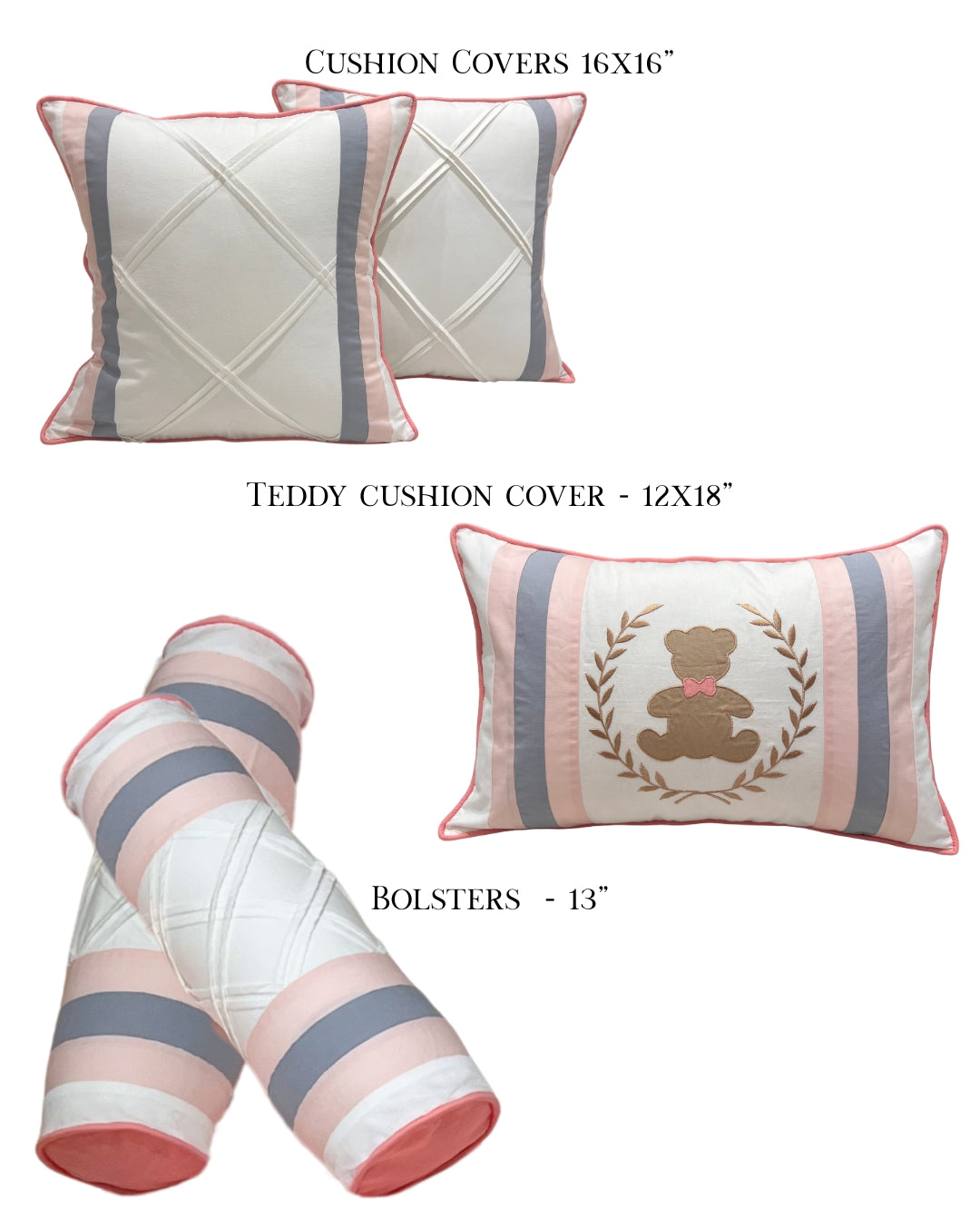 Teddy Stripes Bedding Set (Peach)