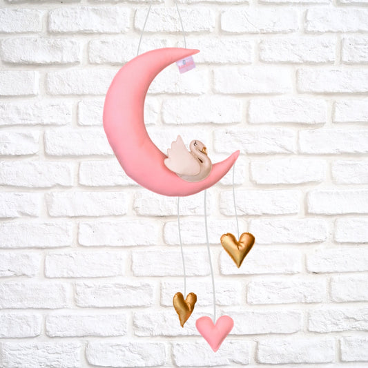 Swan on Moon Hanging-  Felt Fabric