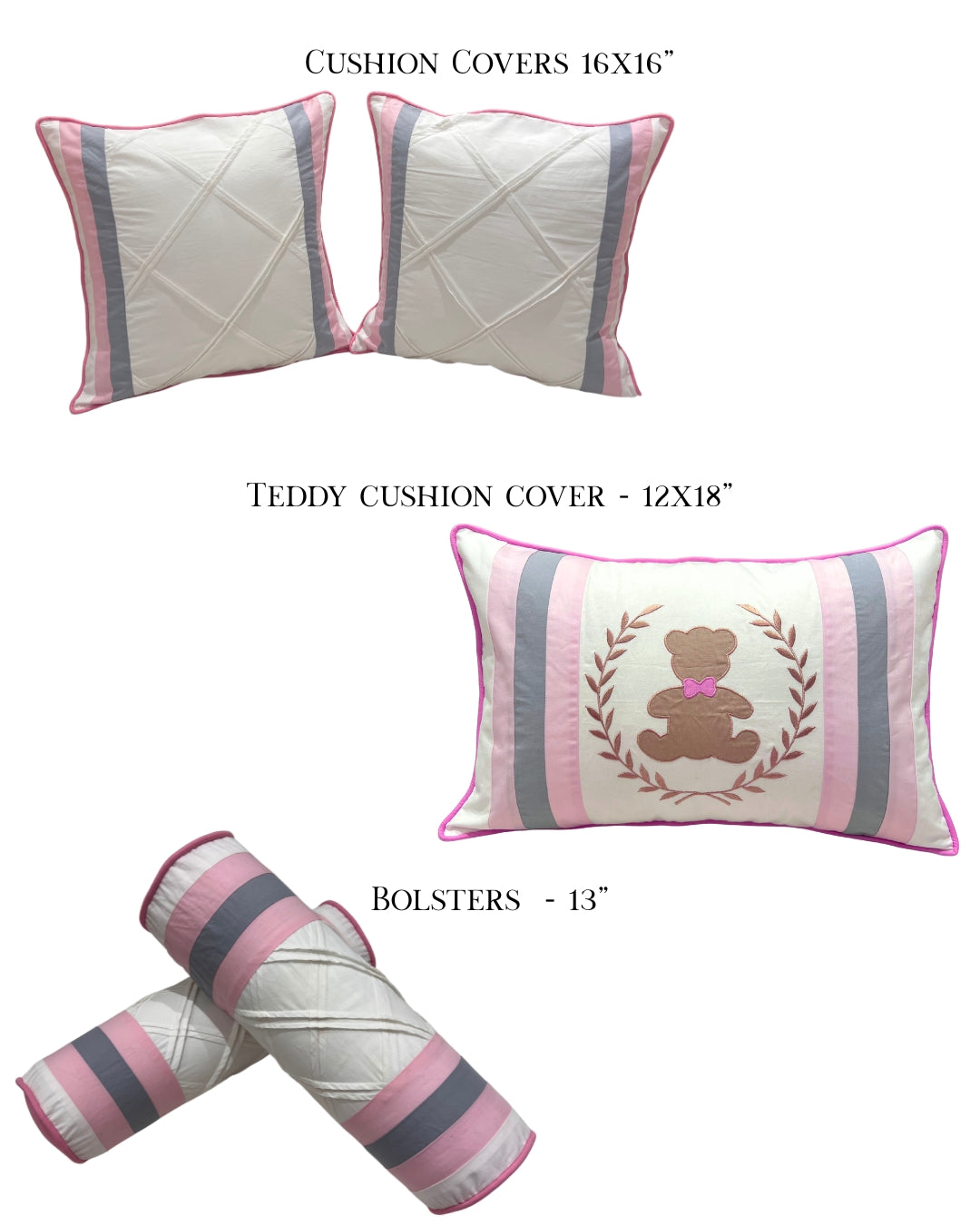 Teddy Stripes Bedding Set (Pink)