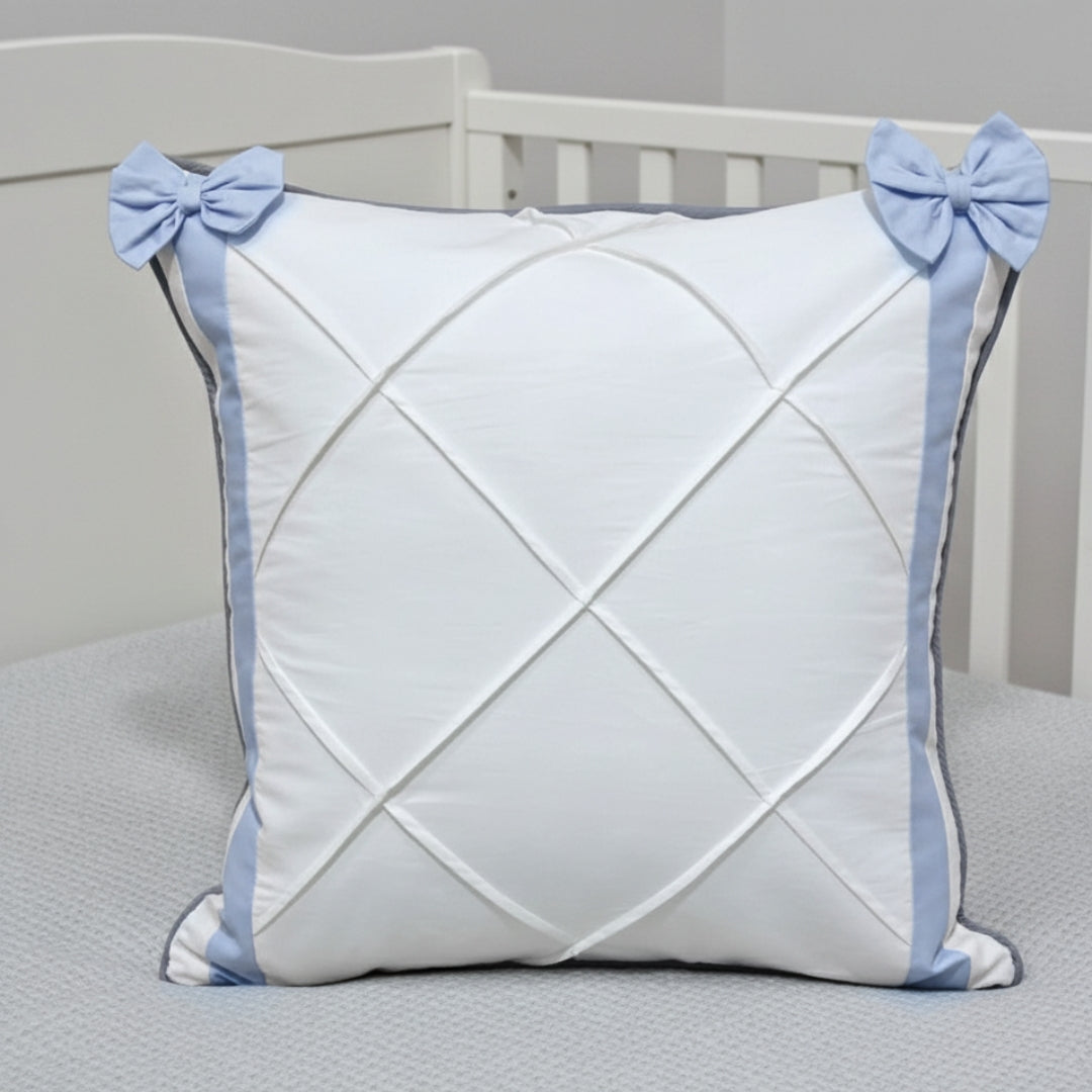 Bow-Trim Pleat Cotton Cushion Cover