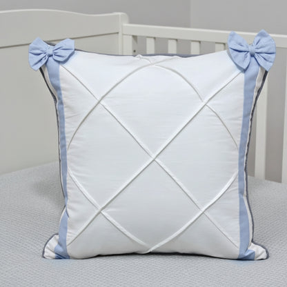 Bow-Trim Pleat Cotton Cushion Cover