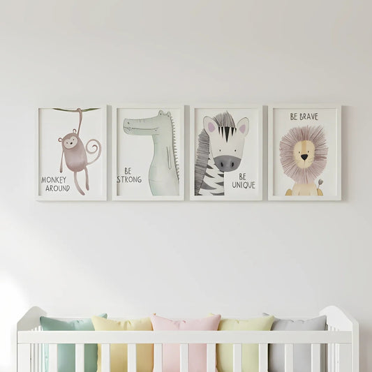 Nursery Safari Animals Canvas Frames- Fun & Interactive