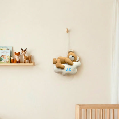 Sleepy Bear Cloud Felt Wall Hanging (Nursery Wall Decor)