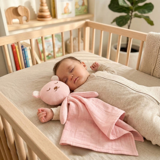 Dream Bear Security Blanket – Soft Muslin Cotton Cuddle Cloth - Pink