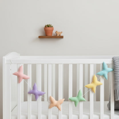 Pastel Butterfly Bunting for Baby Room Decor – Soft Cotton Nursery Garland