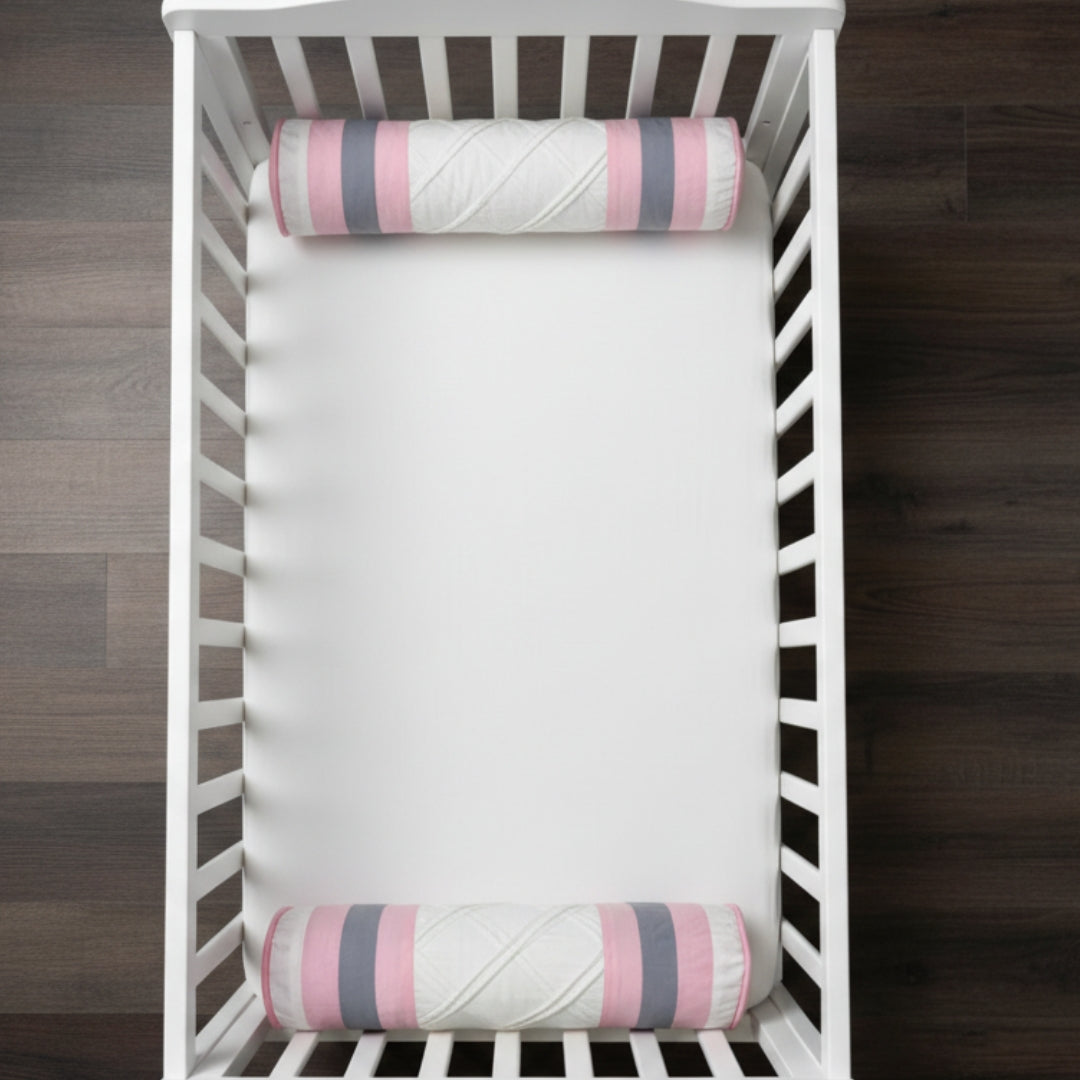 Double Stripe-Panel Cotton Bolster Pair