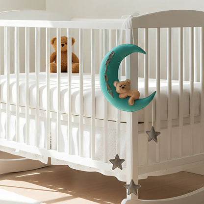 Sleepy Bear on Moon – Personalised Nursery Wall Hanging