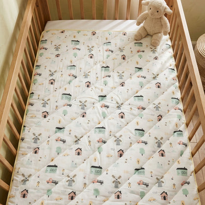 Windmill & Wheels Organic Cotton Muslin Blanket - GOTS certified (40x50")