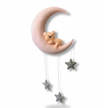 Sleepy Bear on Moon – Personalised Nursery Wall Hanging