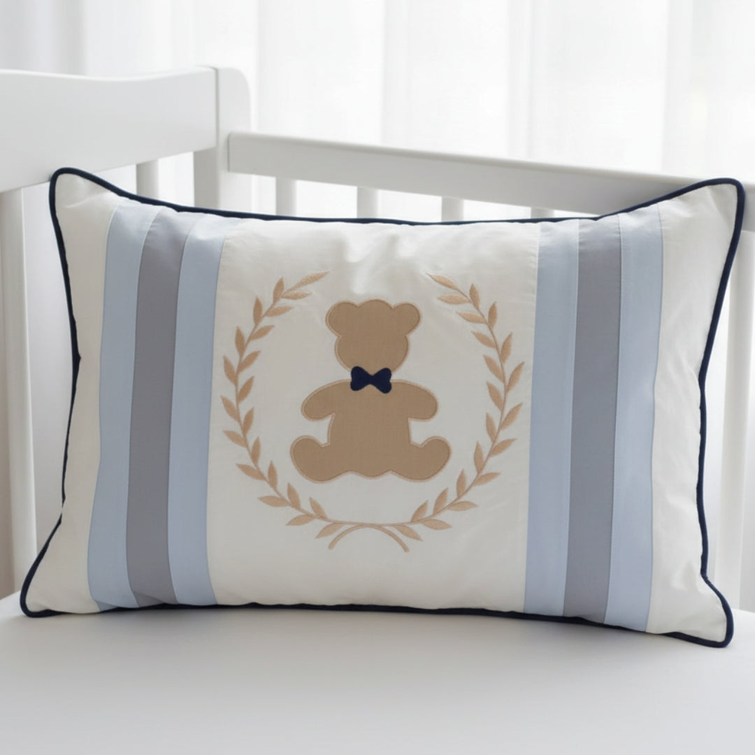 Teddy Motif Embroidered Cushion Cover
