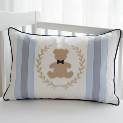 Teddy Motif Embroidered Cushion Cover