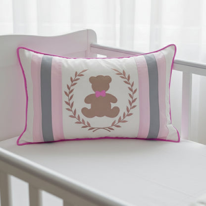 Teddy Motif Embroidered Cushion Cover