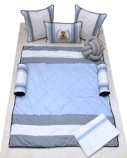 Teddy Stripes Bedding Set (Blue)