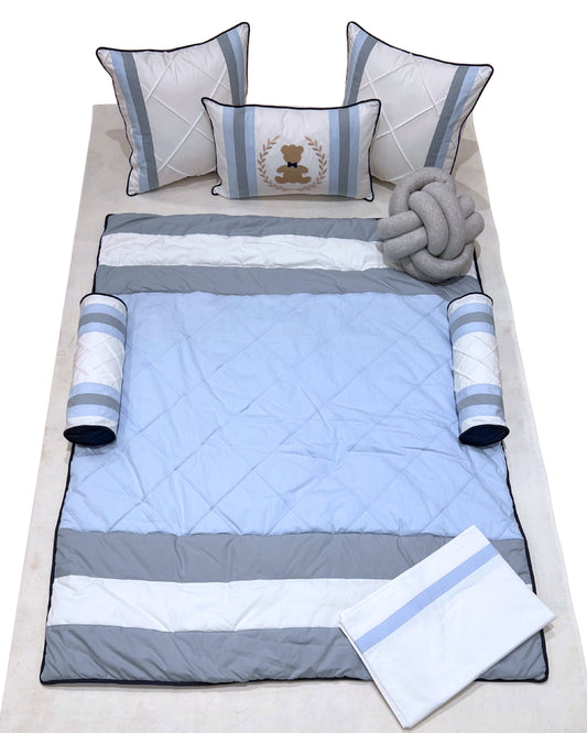 Teddy Stripes Bedding Set (Blue)