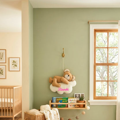Sleepy Bear Cloud Felt Wall Hanging (Nursery Wall Decor)